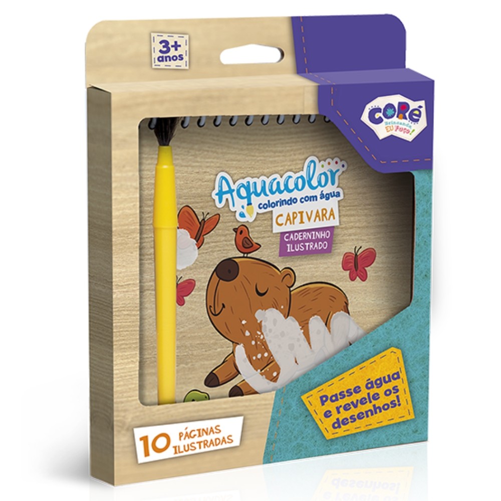 LIVRO DE COLORIR MÁGICO AQUACOLOR CAPIVARA TOYSTER ÁGUA PINTAR APAGA PINCEL CADE