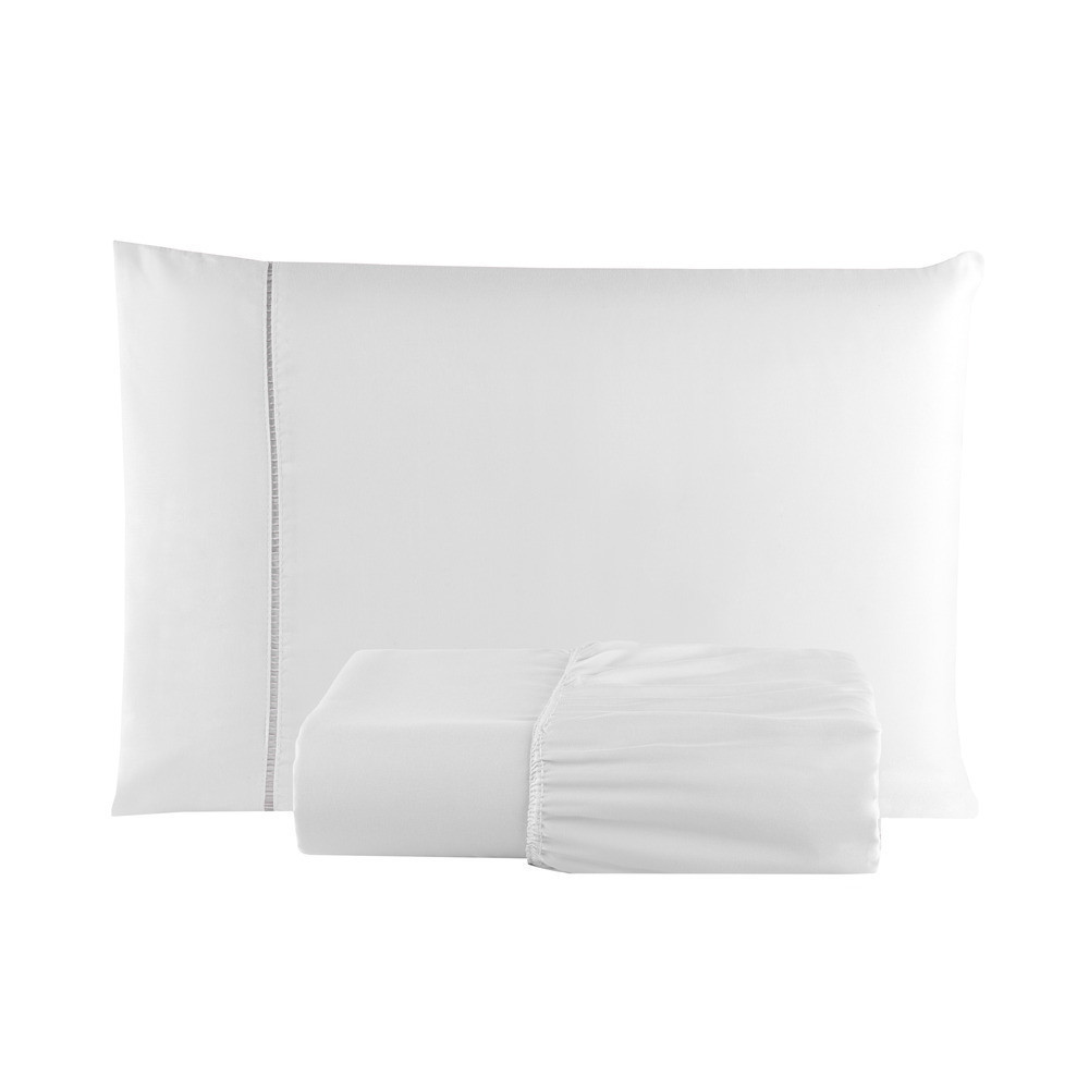 Jogo Roupa de Cama Lençol Solteiro 2 Peças Ponto Palito Micropercal 400 Fios Luxuoso