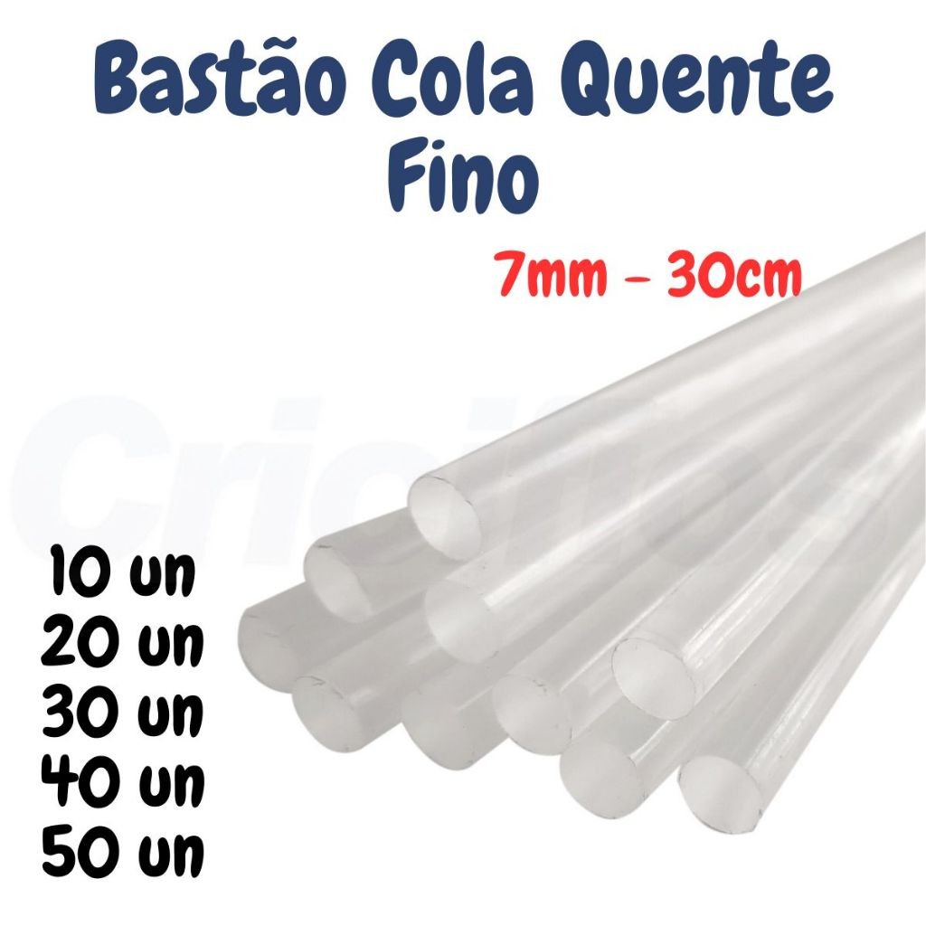 Bastão Cola Quente Fino 30cm x 7mm | Cola Transparente para Artesanato Madeira Plástico Tecido em Oferta na Shopee
