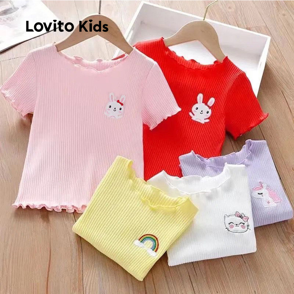 (NEW) Lovito Kids Camiseta Fofa para Menina Primavera/verão Camiseta roxa LNL119356 em Oferta na Shopee