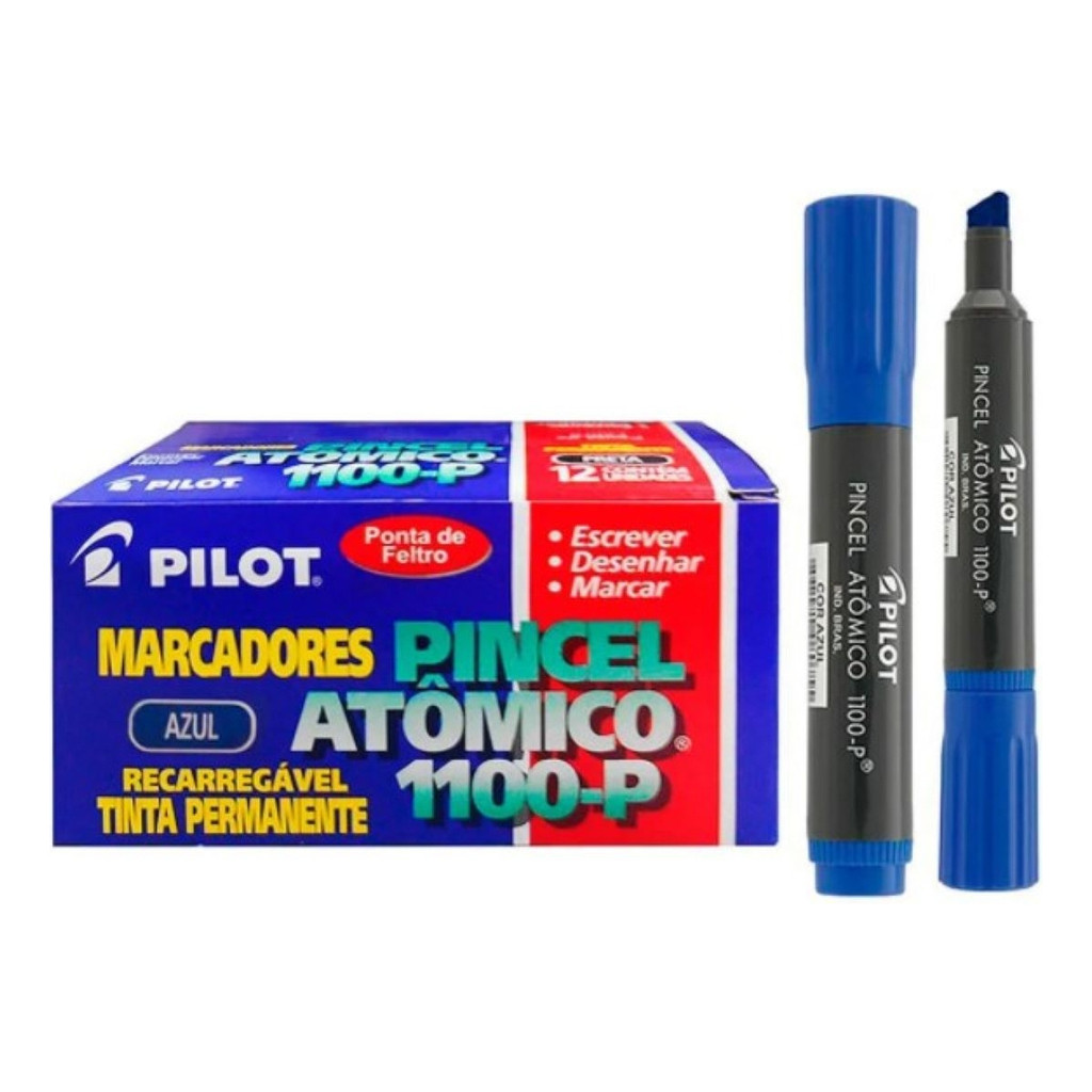 Pincel Atomico Marcador Permanente 1100p Azul Cx 12 Un Pilot em Oferta na Shopee