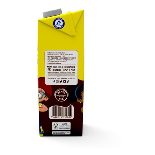 Bebida Lactea Chocolate Pirakids 1L — imagem 2 de 2