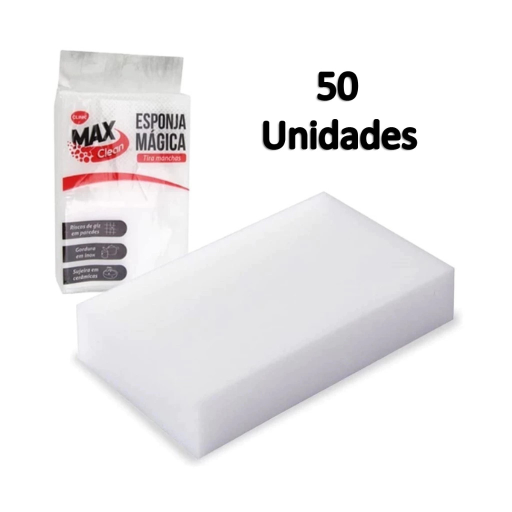 Kit 50 Esponjas Mágicas Limpa Tudo Bucha De Melamina Tira Mancha Limpeza Total