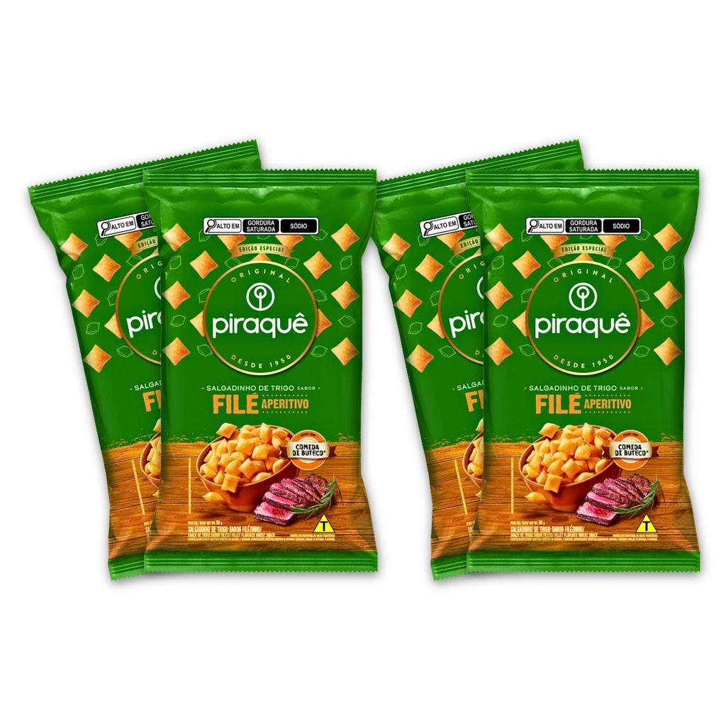 Kit 4un Salgadinho Sabor Filé 50G Piraquê Comida Di Buteco em Oferta na Shopee