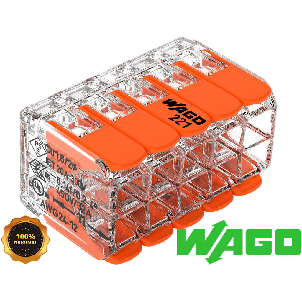 Kit 3, 5, 10 Conector Elétrico 221 Emenda Wago 10 Vias 32A Original 4mm² Fio Chuveiro Tomada