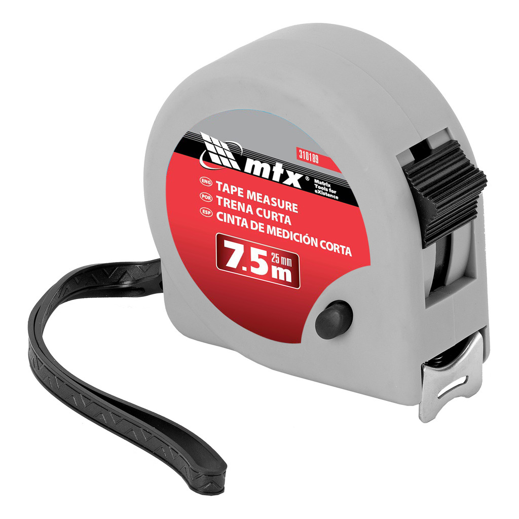 TRENA CURTA 7,5 M, 25MM, ESTOJO EM PLASTICO, 1 PC // MTX em Oferta na Shopee