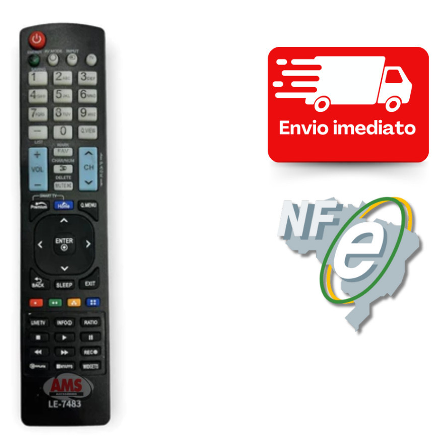 Controle Remoto Compatível Tv Lg LCD Plasma 3d Modelo 55LD650 AKB73655808 AKB73715613
