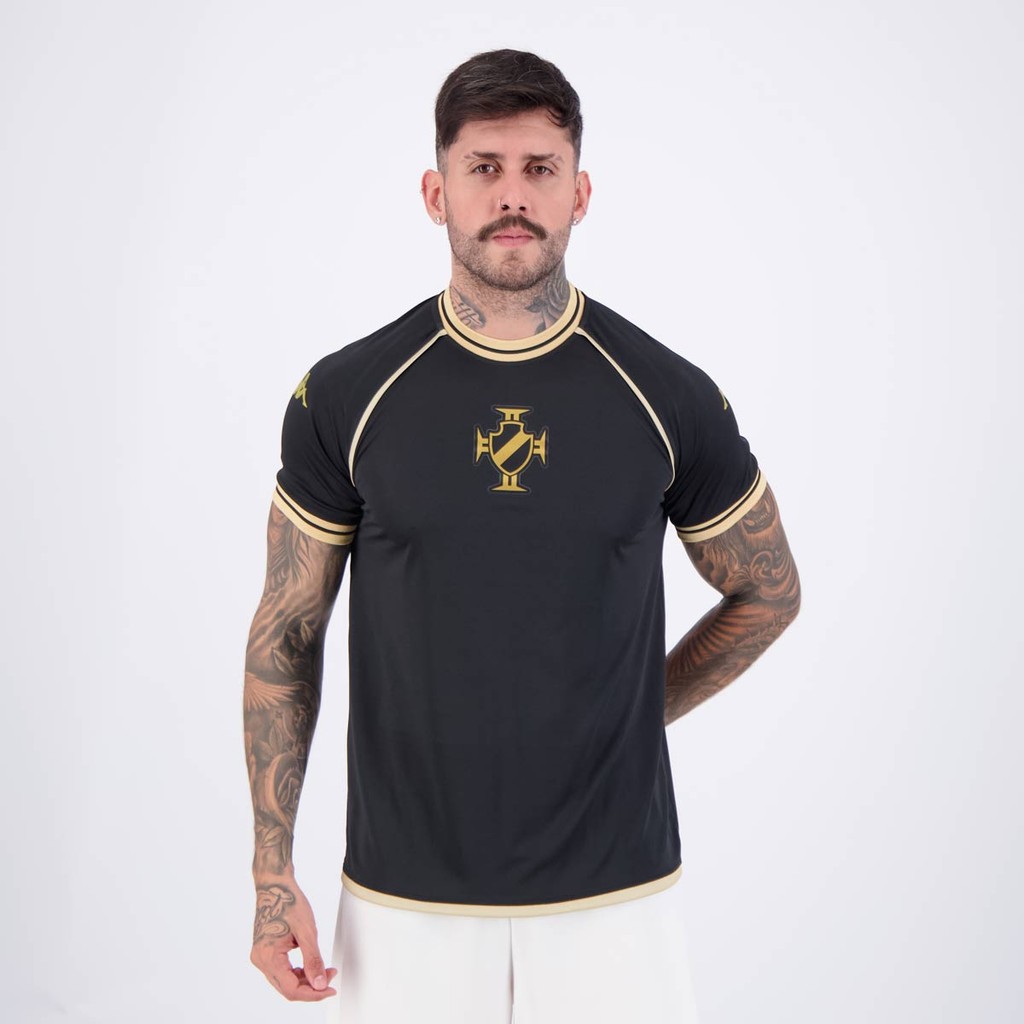 Camisa Kappa Vasco Supporter Shore Preta e Dourada em Oferta na Shopee