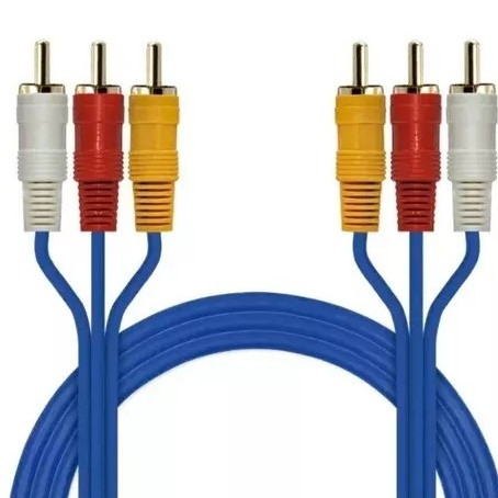 Cabo 3 RCA x 3 RCA Áudio e Vídeo 1,5 Metros AV Stereo Reforçado DVD TV Game Projetor