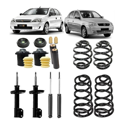 4 Amortecedor+ 4 Kits+ 4 Molas Corsa Hatch Sedan Joy Maxx