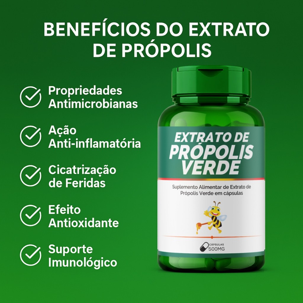 Extrato de Própolis Verde 1000mg Original, Cápsulas, Fenólicos, Imunidade Natural – Bio Vittas