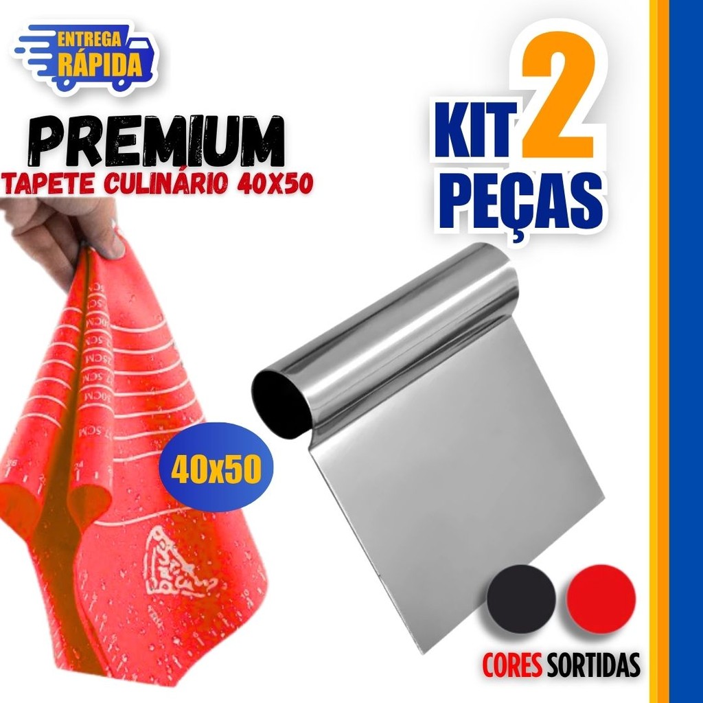 Kit 2/1 Tapete Culinário De Silicone Antiaderente Para Confeitaria +Espátula Inox Cabo tubular Raspador em Oferta na Shopee