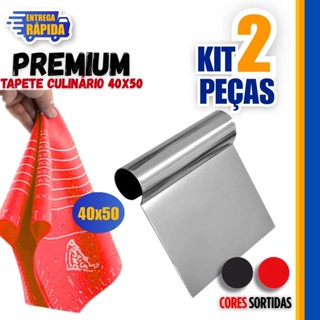 Kit 2/1 Tapete Culinário De Silicone Antiaderente Para Confeitaria +Espátula Inox Cabo tubular Raspador em Oferta na Shopee
