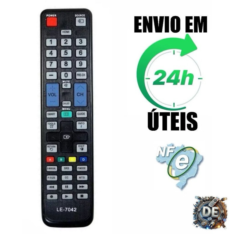 Controle Remoto Compatível Tv Samsung Lcd Com Botão Hdmi LE-7043 em Oferta na Shopee