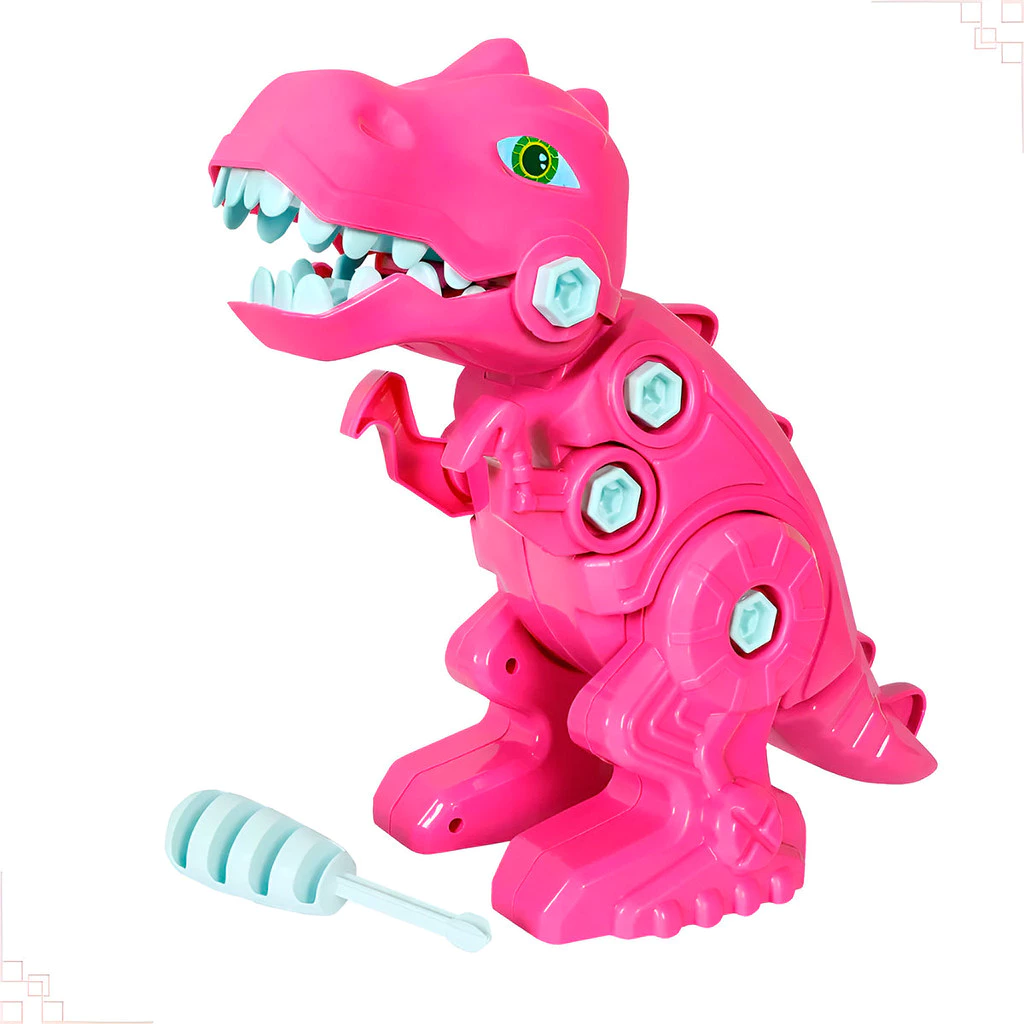 Brinquedo Dinossauro Montável Desmontável Rosa para Crianças