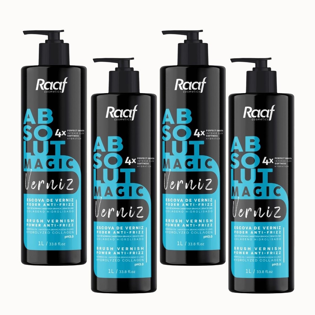Atacado Kit 4 Selante Capilar Progressiva Absolut Magic Verniz Brilho Espelhado Raaf Cosmetics – 1L