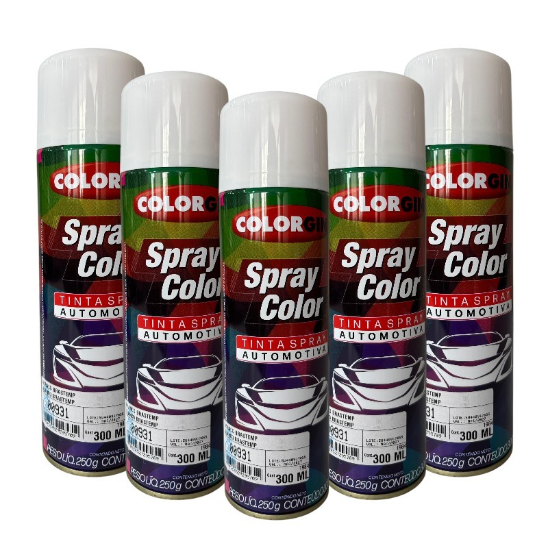 KIT 5 TINTA AUTOMOTIVA COLORGIN COR BRANCO BRASTEMP 300ML