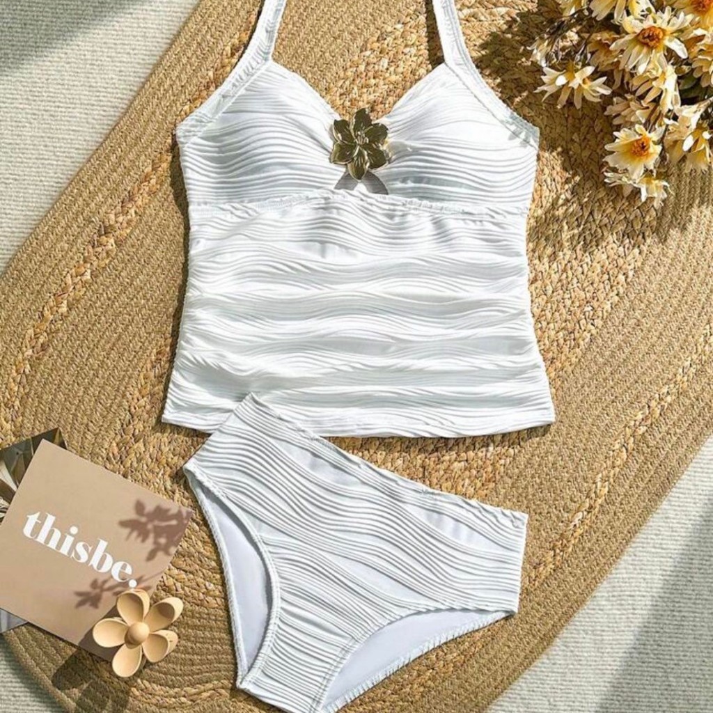 2026 Cross-Border novo estilo flor divisão maiô pequenos seios reunidos praia primavera quente maiô Sexy biquíni