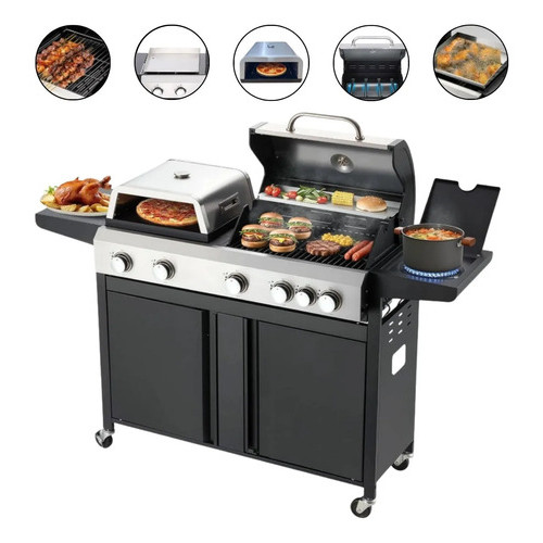 Churrasqueira Gás Gourmet Inox Completa 3x1 Chapa Lanche Forno Pizza Fogareiro