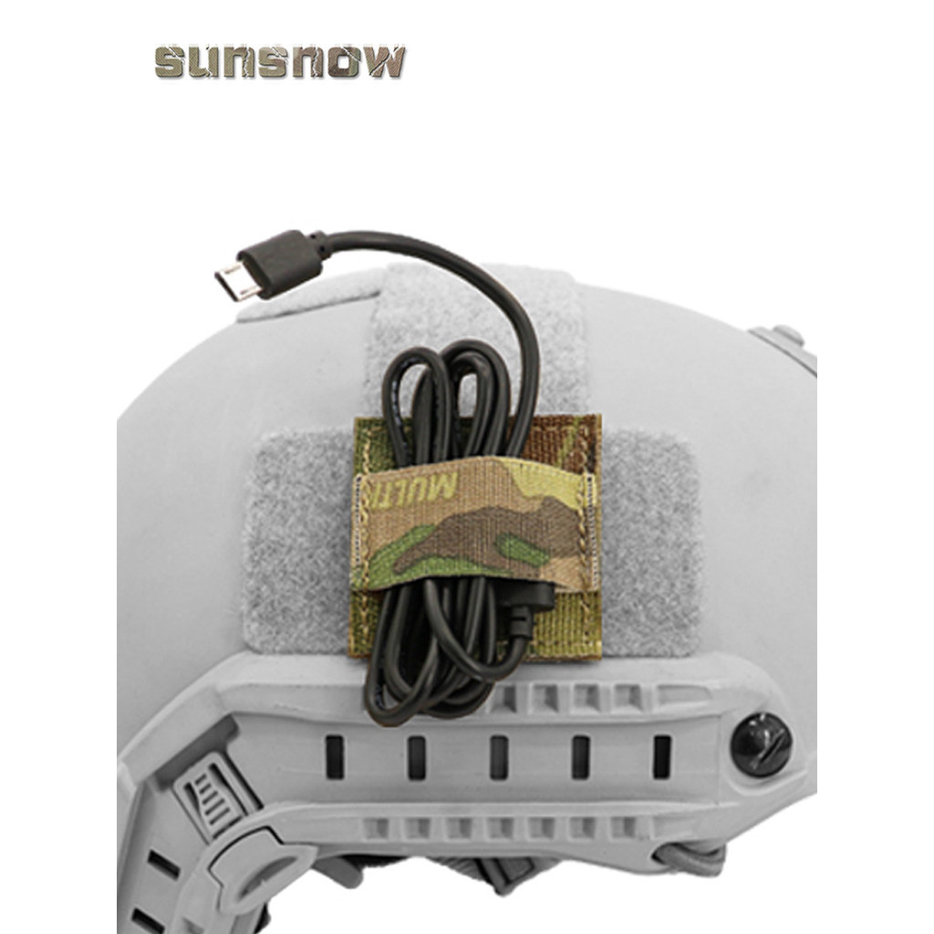 [Sun Snow Made] Ventilador militar corda fio gravata fita capacete tático fone de ouvido satélite telefone Take-up adesi