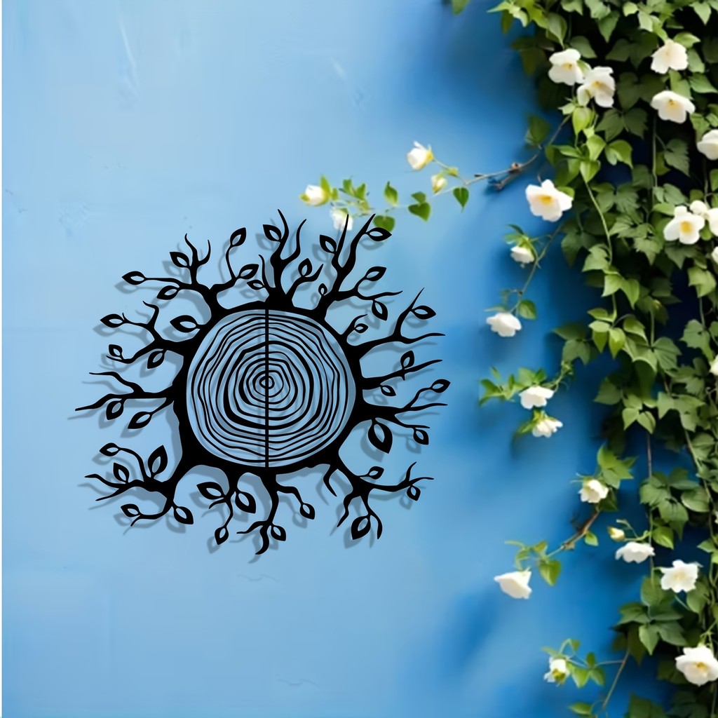 CIFbuy Anel De Árvore De Metal , Arte De Parede , Resistente À Ferrugem , Decoração De Cerca De Jardim , Escultura Mural