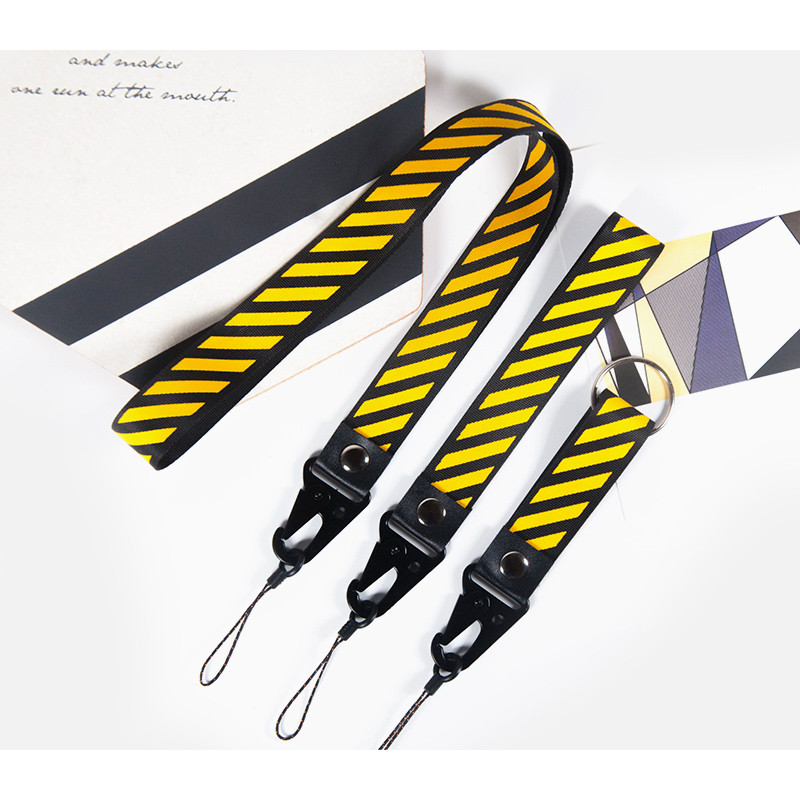 Faca fivela cabeça amarelo preto sarja cordão do telefone móvel pendurado pescoço alça de pulso chaveiro U disco corrent