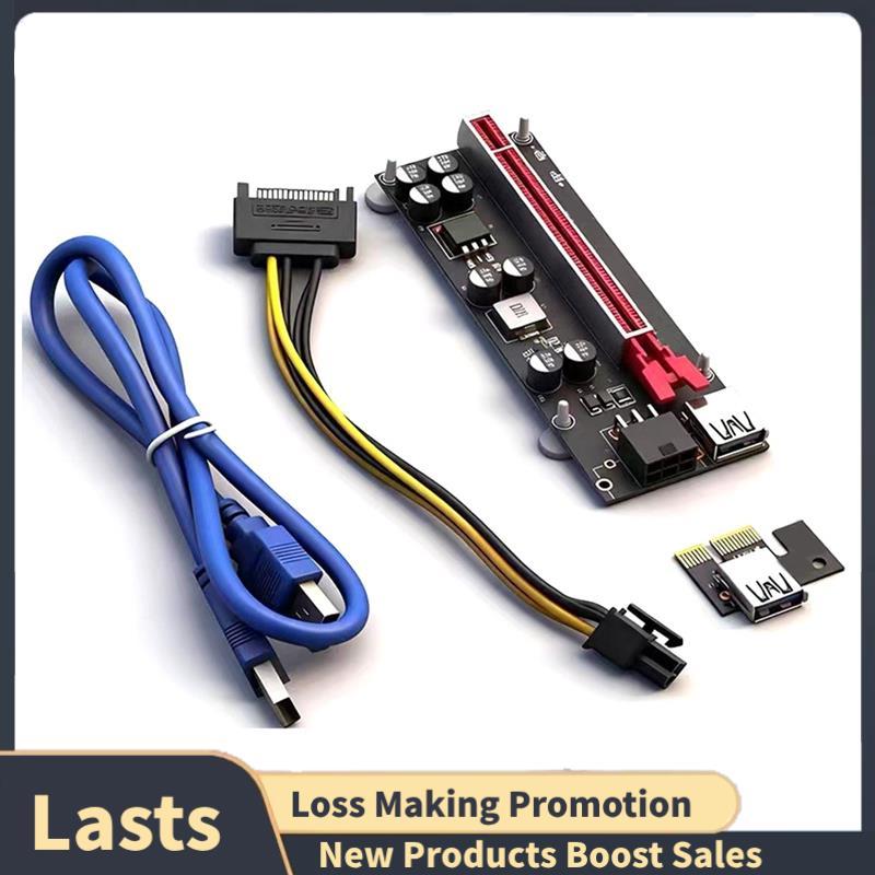 Placa Riser PCIE PCI Express Para X16 Extender USB 3.0 SATA Adaptador De 6 Pinos Mineração De Vídeo