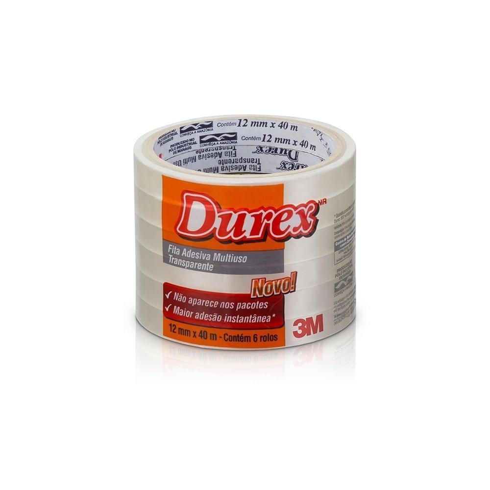 Fita Durex 3M 12mmx40m - Embalagem com 6 Unidades
