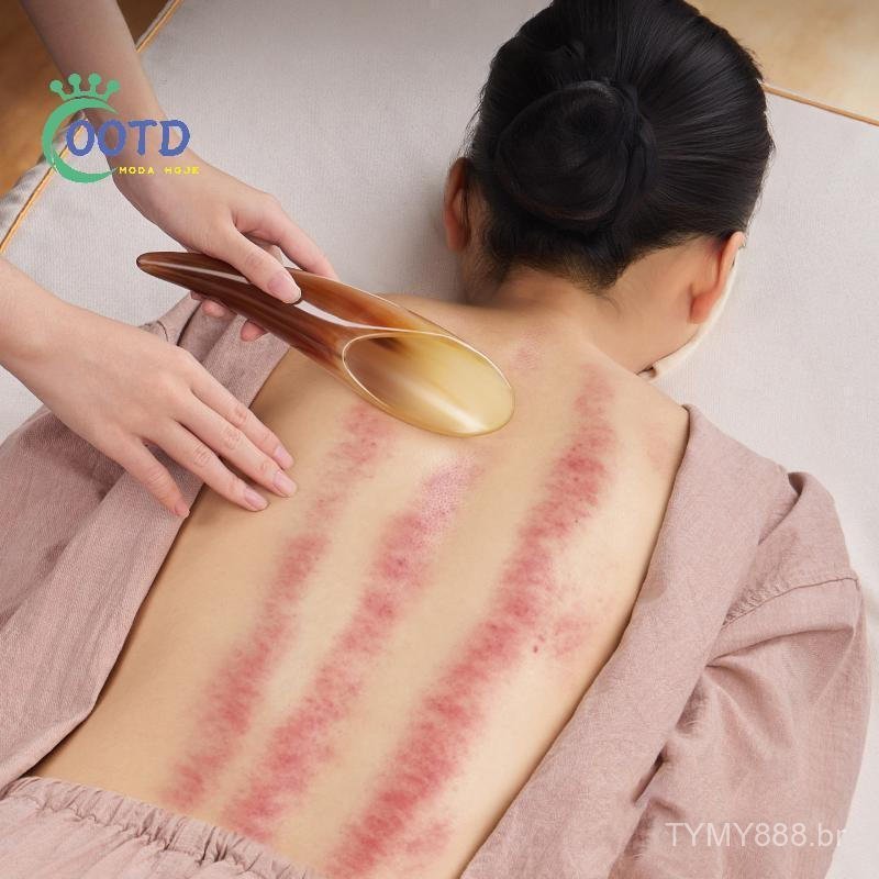 Placa de gua sha de chifre de búfalo natural, ferramenta de massagem gua sha para cuidados com a pele, adequada para ros