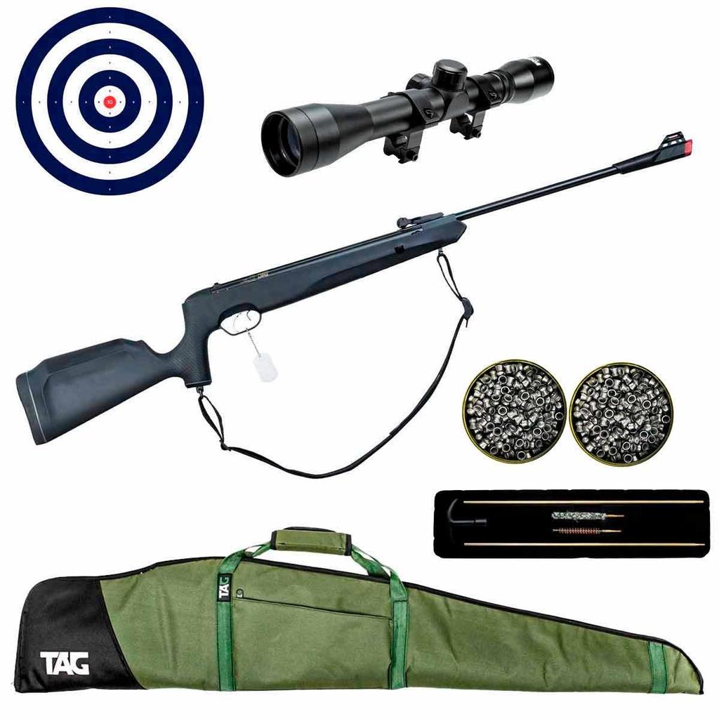 Carabina Nova Naja 5.5mm TAG + Capa + Luneta 4x32 + 250Un Chumbinho + Kit Limpeza + Alvos