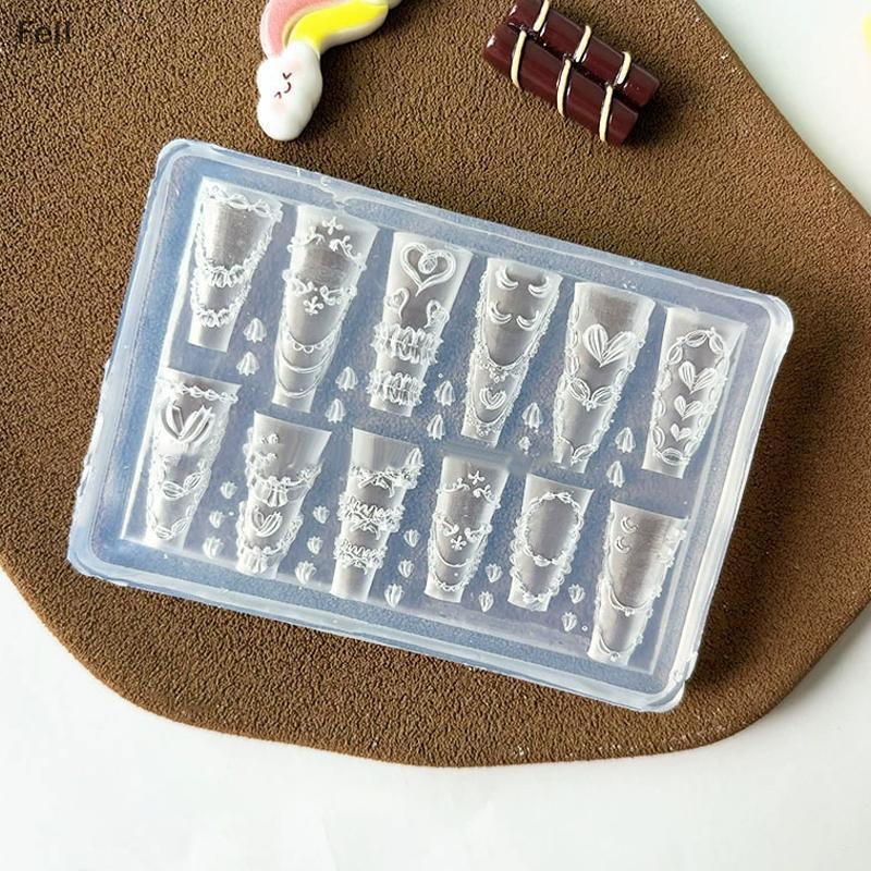 [Fel] 3D Bolo Creme Saia Bowknot Fita Molde Acrílico Decorações De Nail Art DIY Design Silicone Modelo De Para Encantos