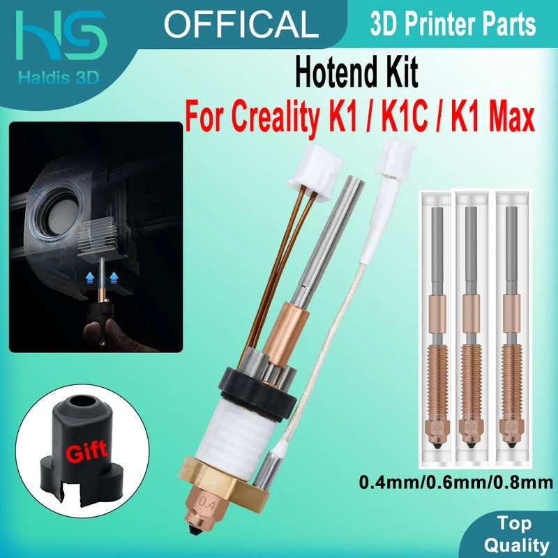 Kit Hotend para Creality K1 K1C, Kits de Cabeça de Aquecimento Cerâmica para Impressão de Alto Fluxo, Bicos de Troca Ráp