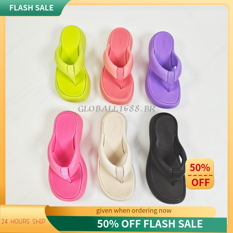 {ESTOQUE PRONTO} melissa Moda Casual Plataforma Chinelos de sola grossa Chinelos Sapatos de praia melissa Sandálias ao a