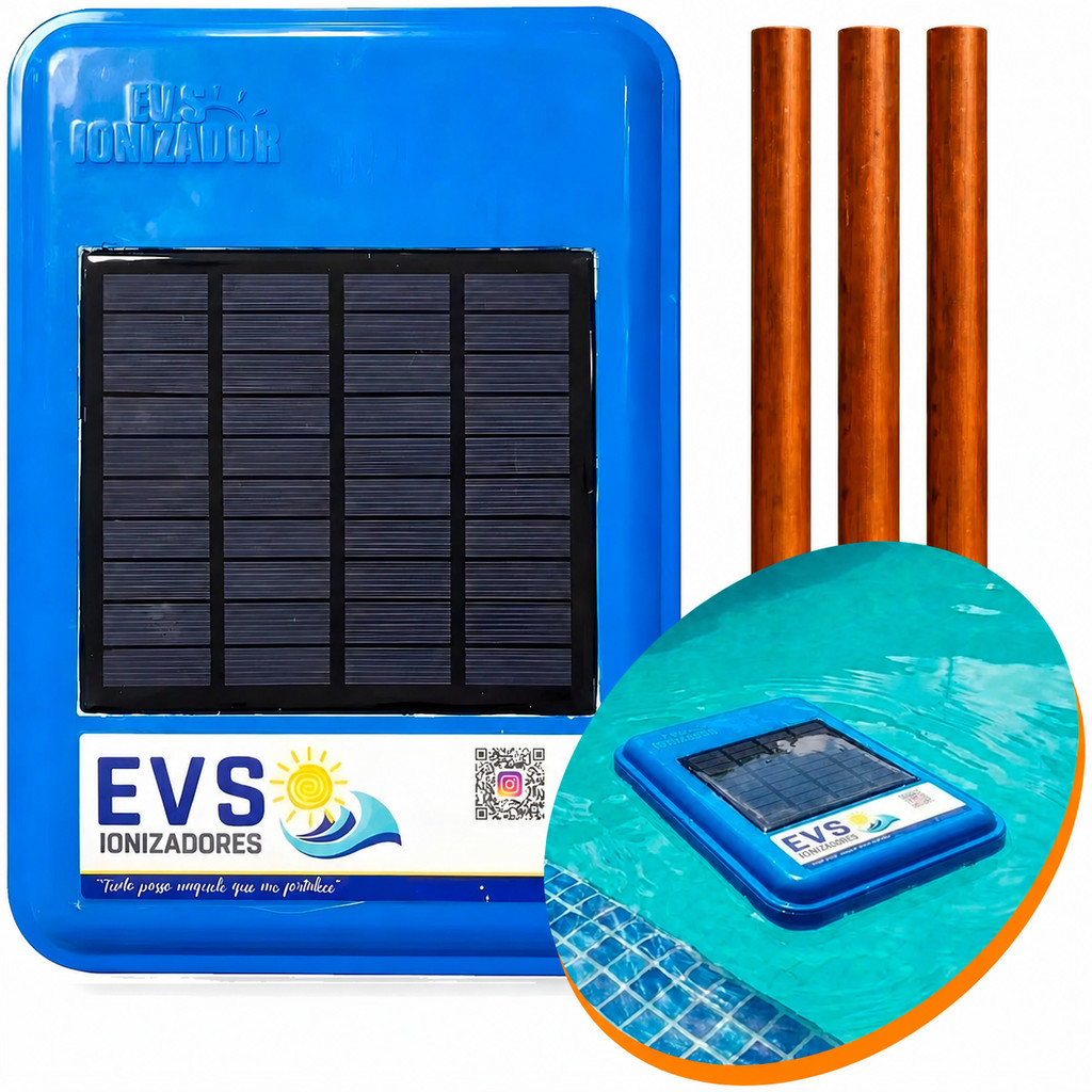 Kit Ionizador Piscina + 1 Eletrodo Cobre Refil Tratamento Água Anti Algas Cloro Cristalina Sem