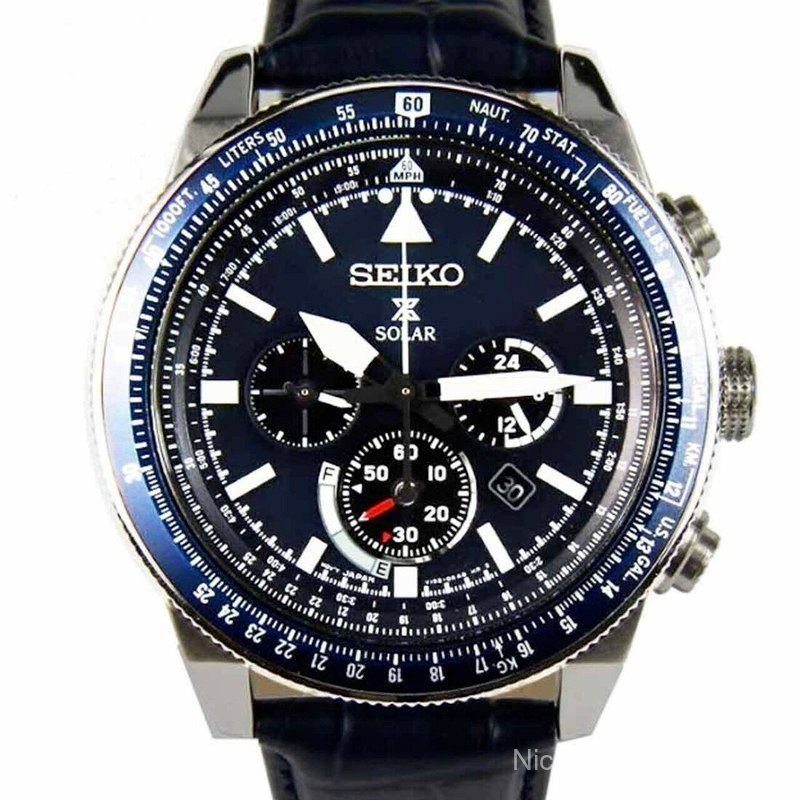 Relógio de Pulso Masculino SEIKO com Movimento de Quartzo, Bezel Rotativo, Cronógrafo, Função de Calendário, Pulseira de