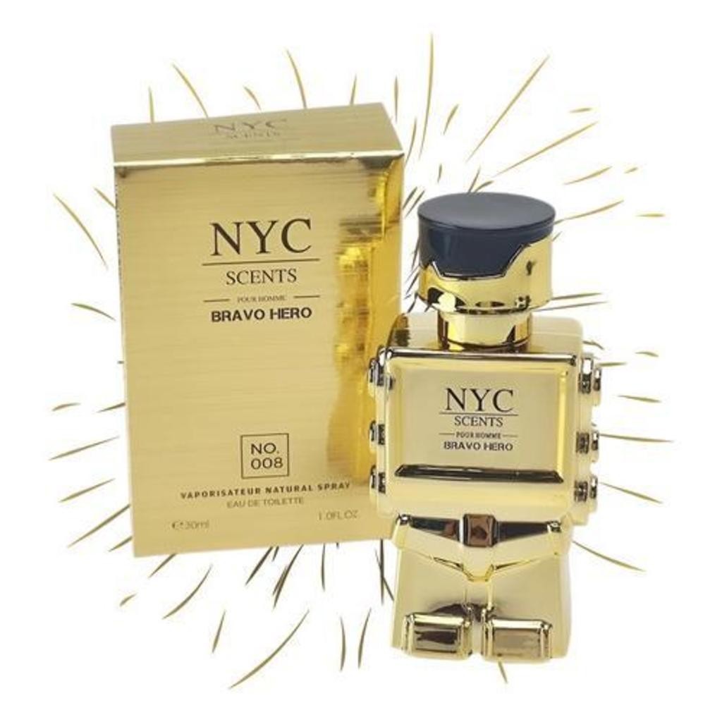 Perfume Importado Nyc Scents Brao Hero  30ml - Masculino Nyc No008 Dourado Amadeirado