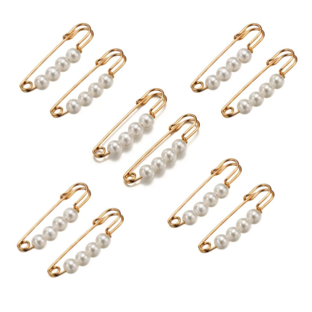 10 Peças Alfinete Pérola Pequeno Broche Roupa Ajuste