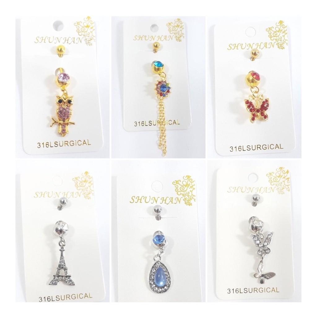KIT 12 Peças DE Piercing De Umbigo Com Pingente Sortido IDEAL PARA REVENDE CONTEM Atacado