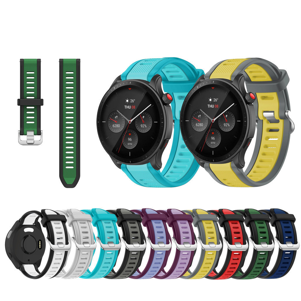 Para Huami Amazfit GTR 3 4 3pro 4pro 2 2E Mini Dois Tons Esportes Silicone Banda Relógio Pulseira