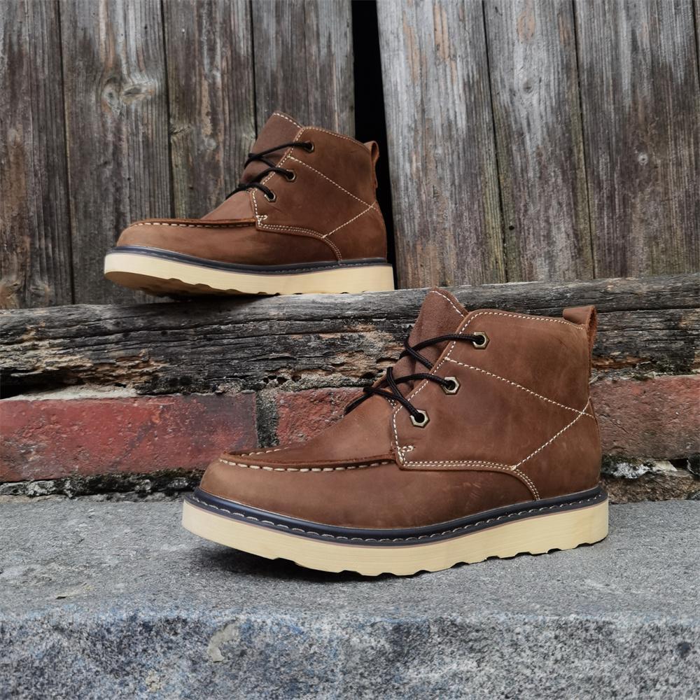 Retro Tooling Sapatos Masculinos de Cano Alto Estilo Britânico Botas Curtas Masculinas Real Camada Superior Sapatos de C