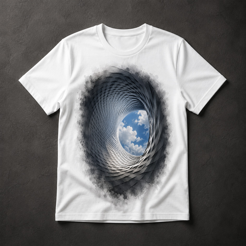 Camiseta Masculina Túnel Espiral Arquitetura Abstrata Arte Urbana Geométrica Diferenciada