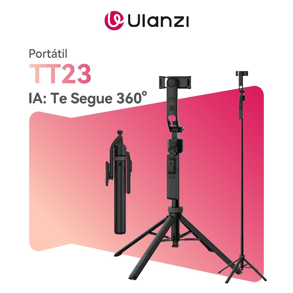 ULANZI TT23 Tripé De Auto-Rastreamento AI 360° Bastão De Selfie Controle Bluetooth