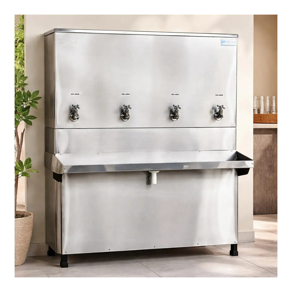 Bebedouro Industrial 200 Litros 4 Torneiras Coluna Inox 220V Refrigerado Sartori - Novo e…