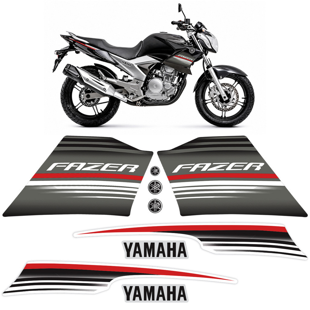 Kit Adesivos para Yamaha Fazer 250 Ys 2015 Preta + Emblemas