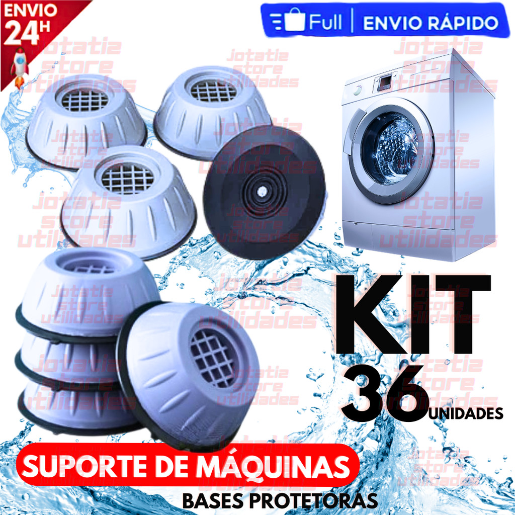 Conjunto Base Protetora Pé Máquina Lavar Fogão Geladeira Apoio Anti Vibração Suporte Base Niveladora Móveis