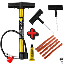 Kit Reparo Pneu Sem Câmara + Bomba de ar 30cm Carro Moto