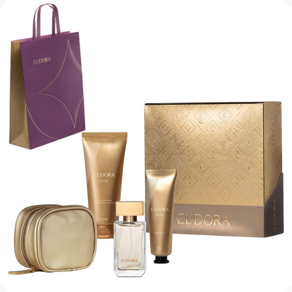 Kit Presente Com Nécessaire Estojo Diva Tradicional Feminino Eudora (4 itens) REF 86282