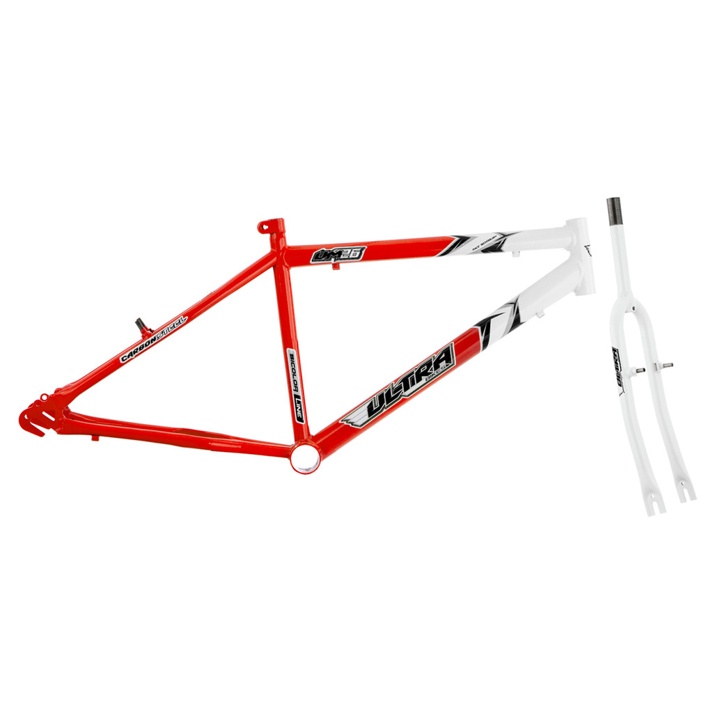 Quadro Para Bicicleta Aro 26 Ultra Bikes Em Aço Carbono Bicolor Com Garfo Masculino e Feminina