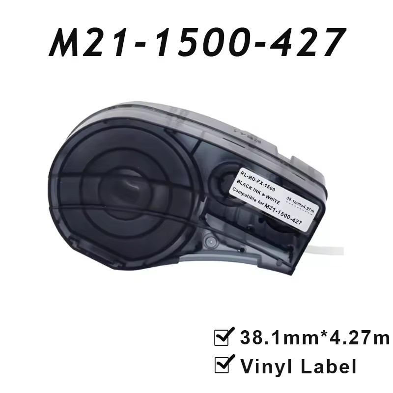1 Peça M21-1500-427 38.1mm X 4.27m Etiqueta De Vinil Autolaminada Branca Compatível Com Impressora BRADY BMP21 PLUS M21