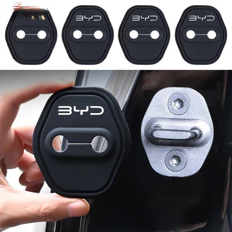Conjunto de 4 peças de capas protetoras de silicone para travas de portas de carros BYD, adequado para BYD Dolphin, Mini
